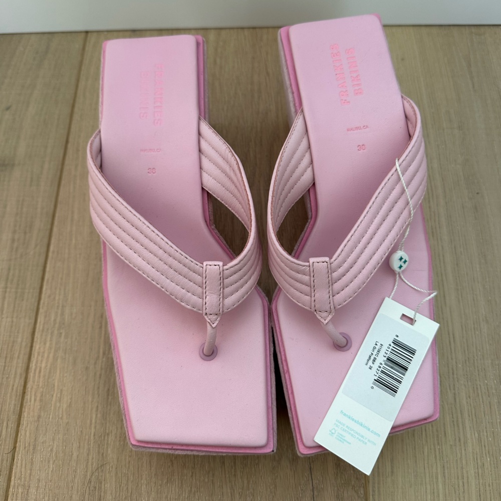Frankie’s Bikinis pink platform sandals